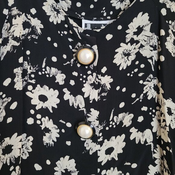 JM by Shelli Segal Vintage Maternity Floral Print Jewel Button Long Sleeve Dress - Picture 4 of 15